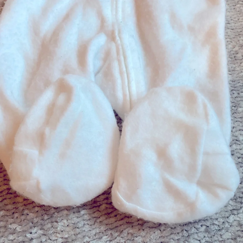 Vintage Baby Dior Infant Hooded Bunting Suit White Blue Fleece‎ OS Rare